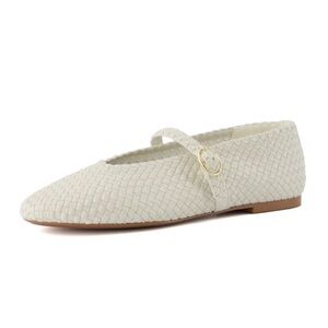 House of Harlow 1960 Bistro Woven Mary Jane Flats in Wheat Size 8.5